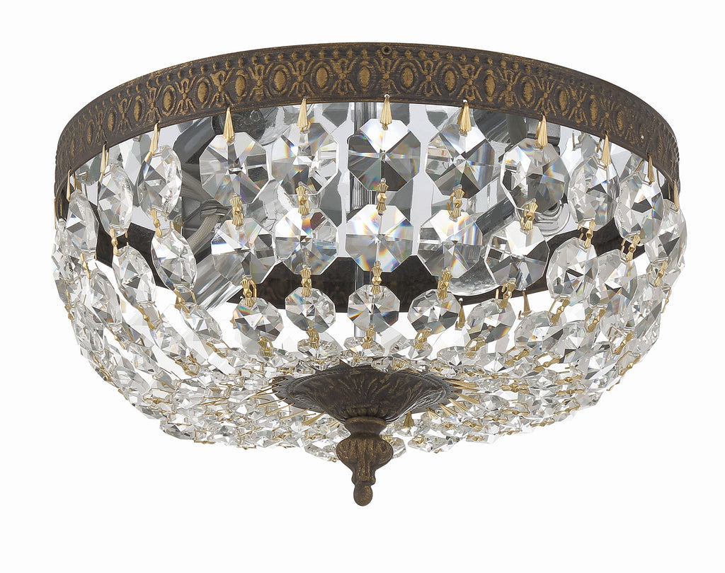 Crystorama Crystorama Crystorama 2 Light Hand Cut Crystal Olde Brass Flush Mount