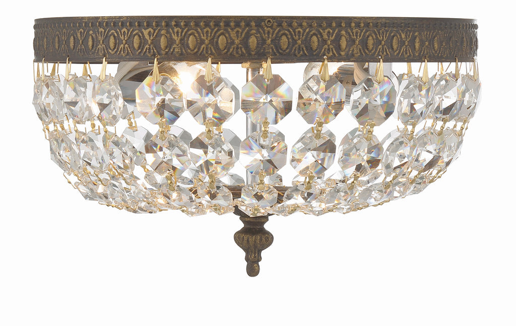 Crystorama Crystorama Crystorama 2 Light Hand Cut Crystal English Bronze Flush Mount