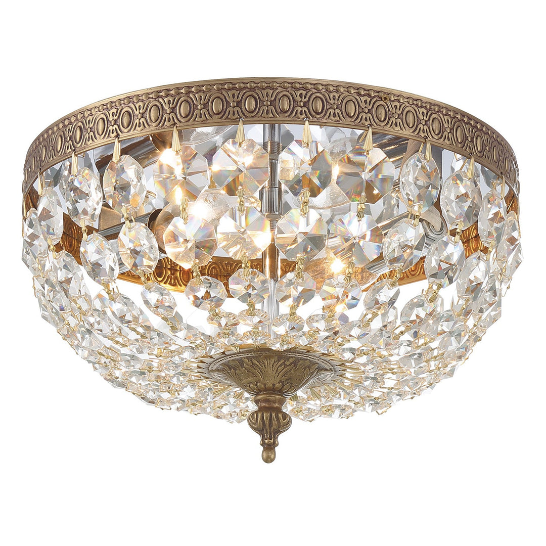 Crystorama Crystorama Crystorama 2 Light Hand Cut Crystal Olde Brass Flush Mount