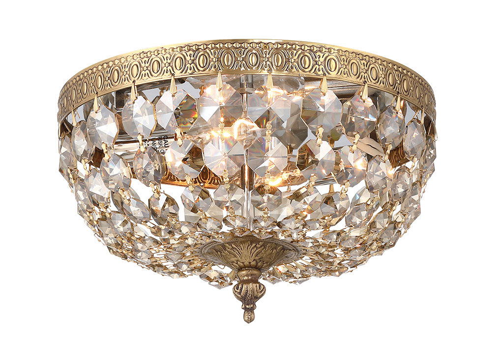 Crystorama Crystorama Crystorama 2 Light Golden Teak Crystal Olde Brass Flush Mount