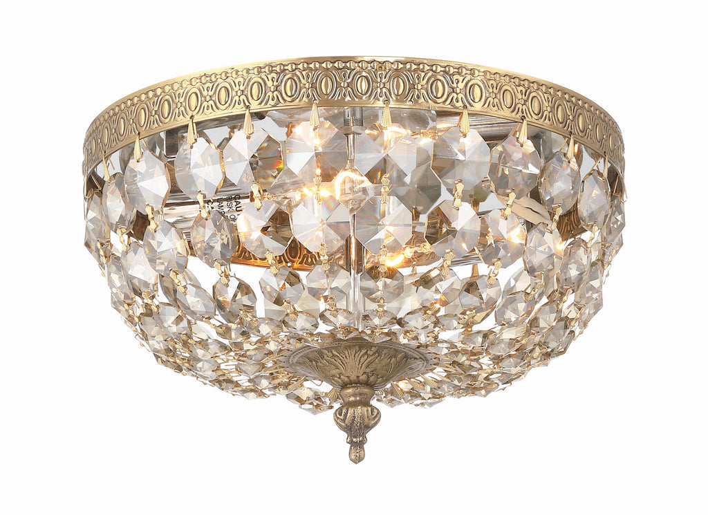 Crystorama Crystorama Crystorama 2 Light Golden Teak Crystal Olde Brass Flush Mount