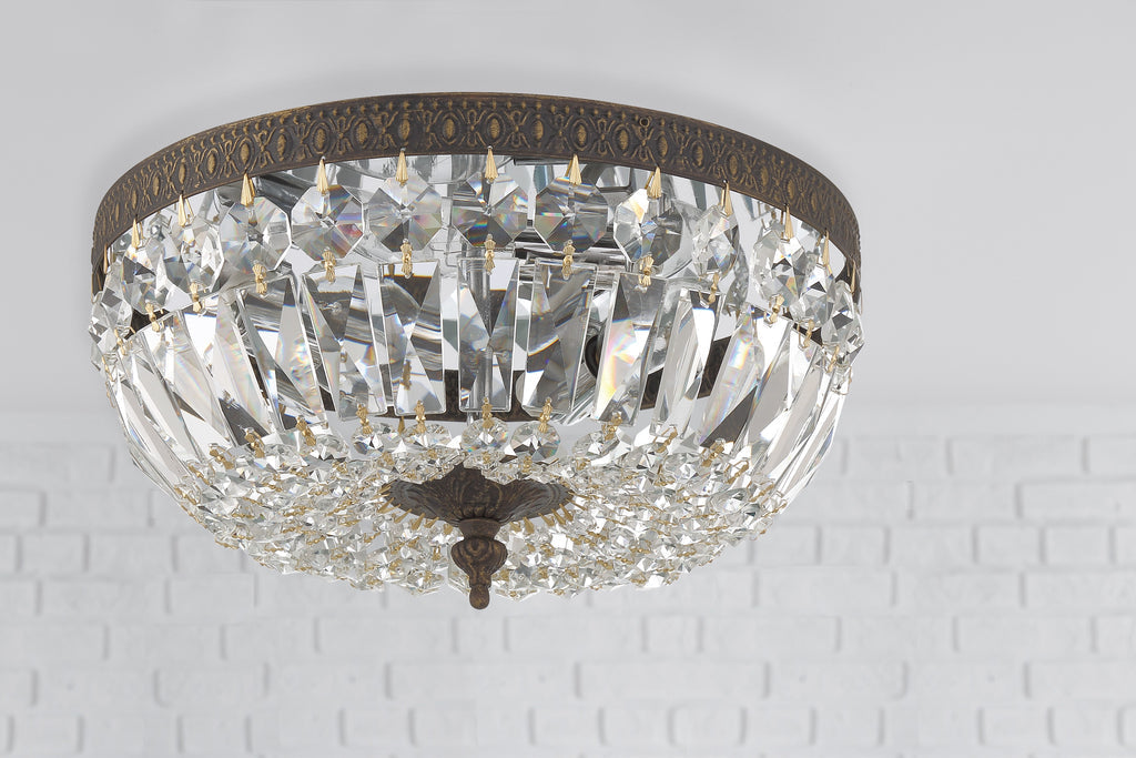 Crystorama Crystorama Crystorama 3 Light Clear Italian Crystal English Bronze Flush Mount