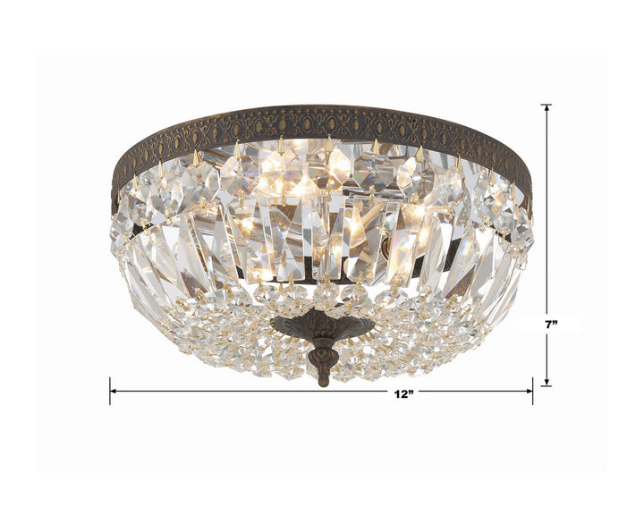 Crystorama Crystorama Crystorama 3 Light Clear Italian Crystal English Bronze Flush Mount