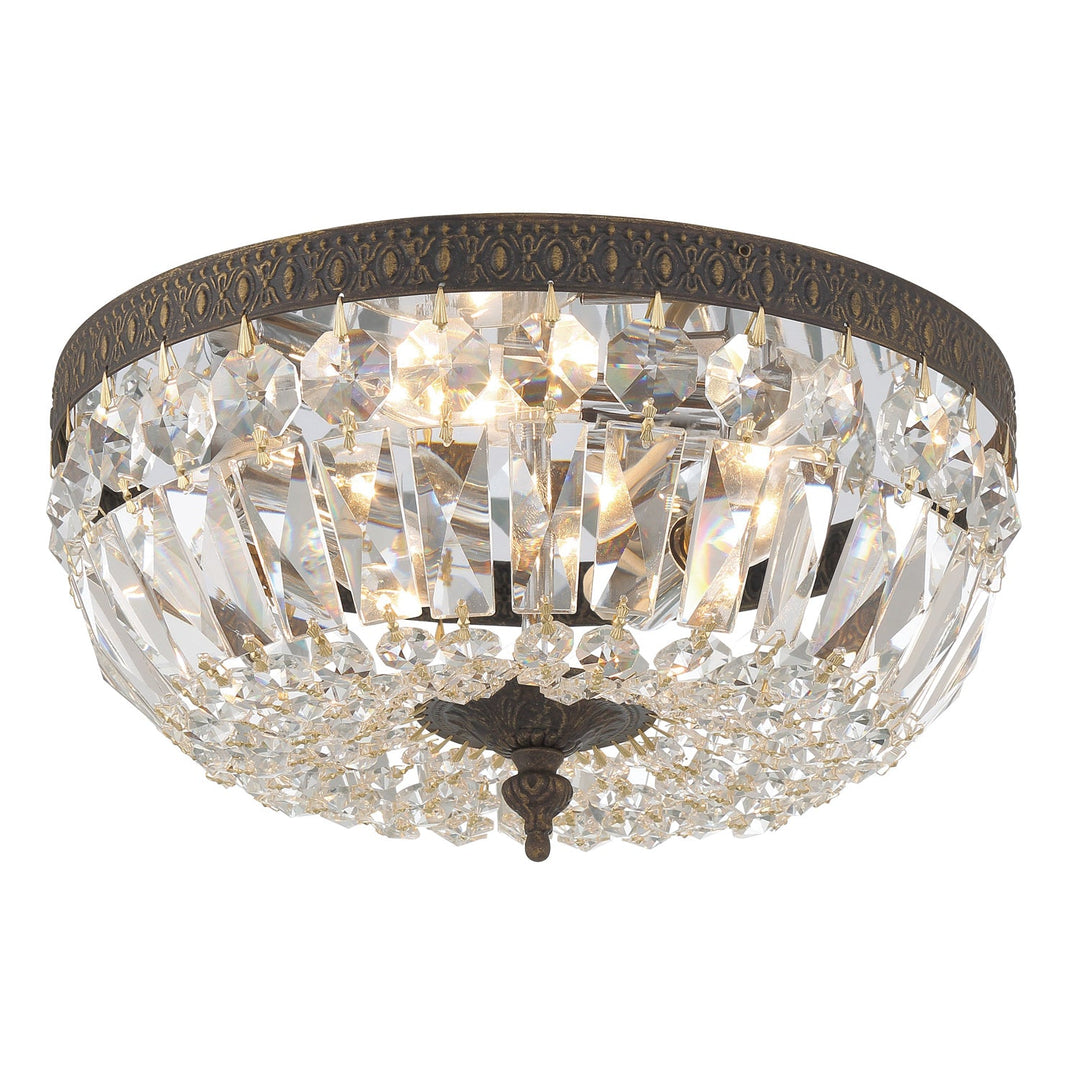 Crystorama Crystorama Crystorama 3 Light Hand Cut Crystal English Bronze Flush Mount