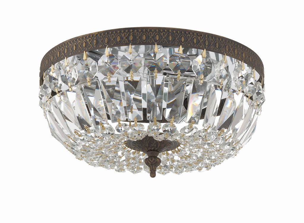 Crystorama Crystorama Crystorama 3 Light Hand Cut Crystal English Bronze Flush Mount