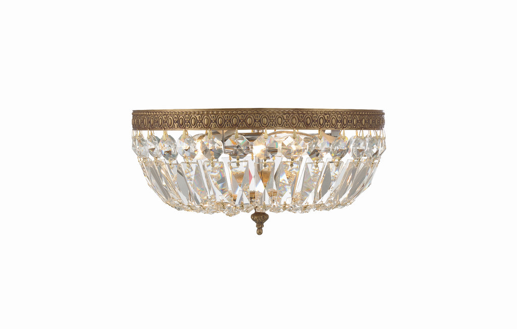 Crystorama Crystorama Crystorama 3 Light Clear Italian Crystal Olde Brass Flush Mount