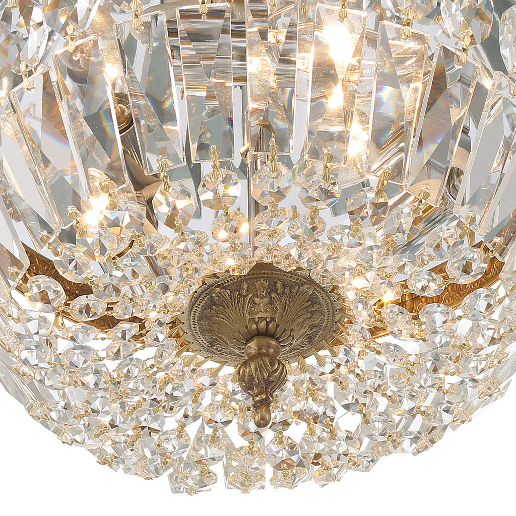 Crystorama Crystorama Crystorama 3 Light Clear Italian Crystal Olde Brass Flush Mount