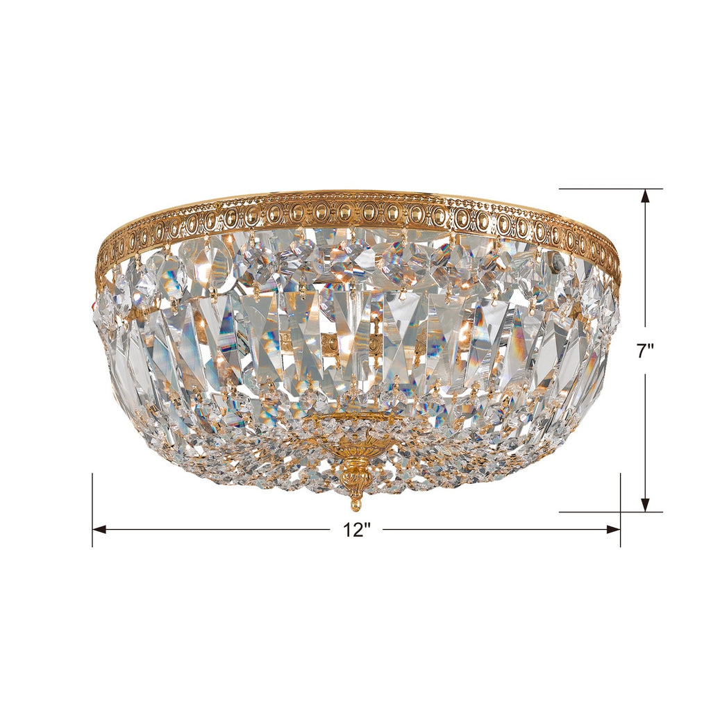 Crystorama Crystorama Crystorama 3 Light Clear Italian Crystal Olde Brass Flush Mount