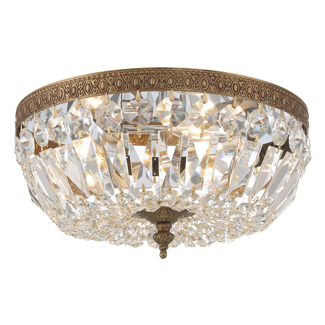 Crystorama Crystorama Crystorama 3 Light Hand Cut Crystal Olde Brass Flush Mount