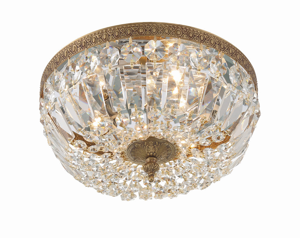 Crystorama Crystorama Crystorama 3 Light Hand Cut Crystal Olde Brass Flush Mount