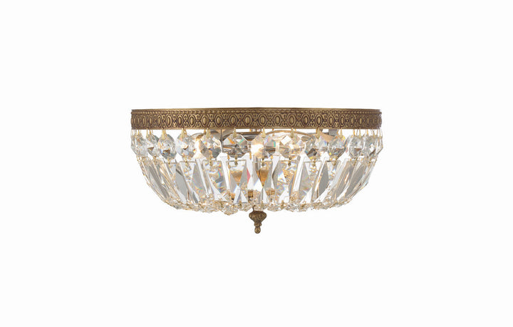 Crystorama Crystorama Crystorama 3 Light Hand Cut Crystal Olde Brass Flush Mount