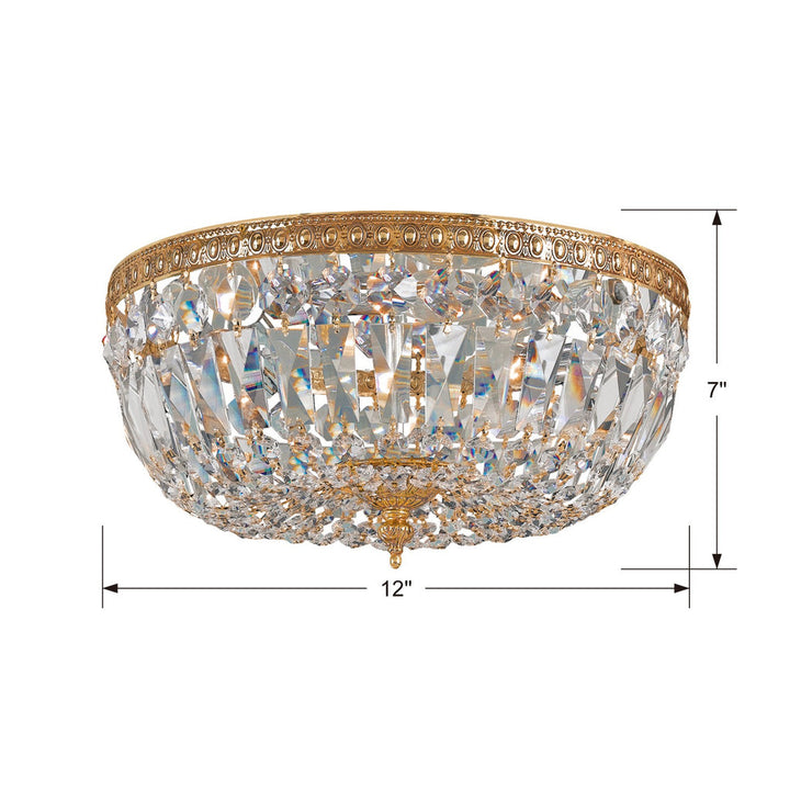 Crystorama Crystorama Crystorama 3 Light Hand Cut Crystal Olde Brass Flush Mount