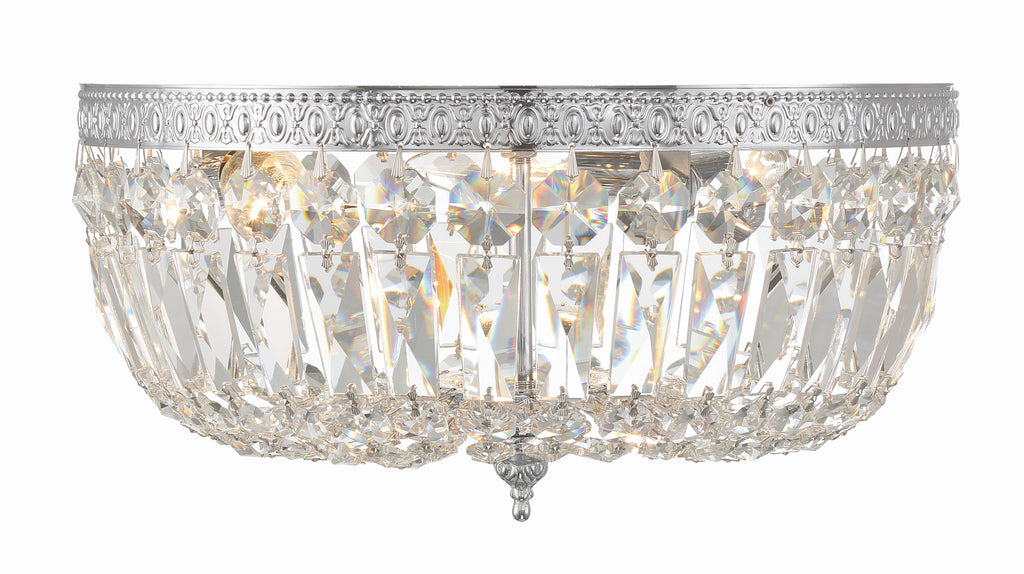 Crystorama Crystorama Crystorama 3 Light Hand Cut Crystal Polished Chrome Flush Mount