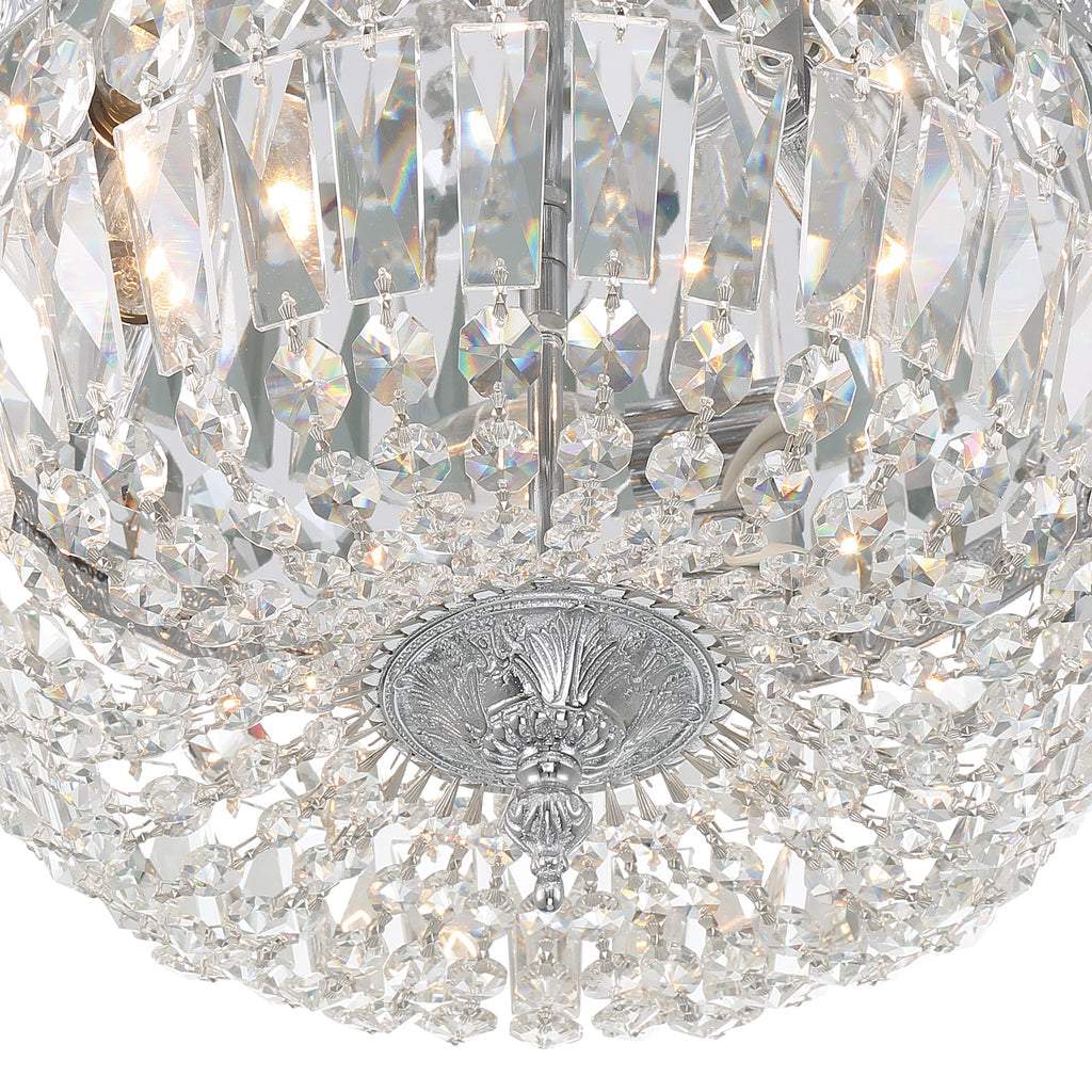 Crystorama Crystorama Crystorama 3 Light Hand Cut Crystal Polished Chrome Flush Mount