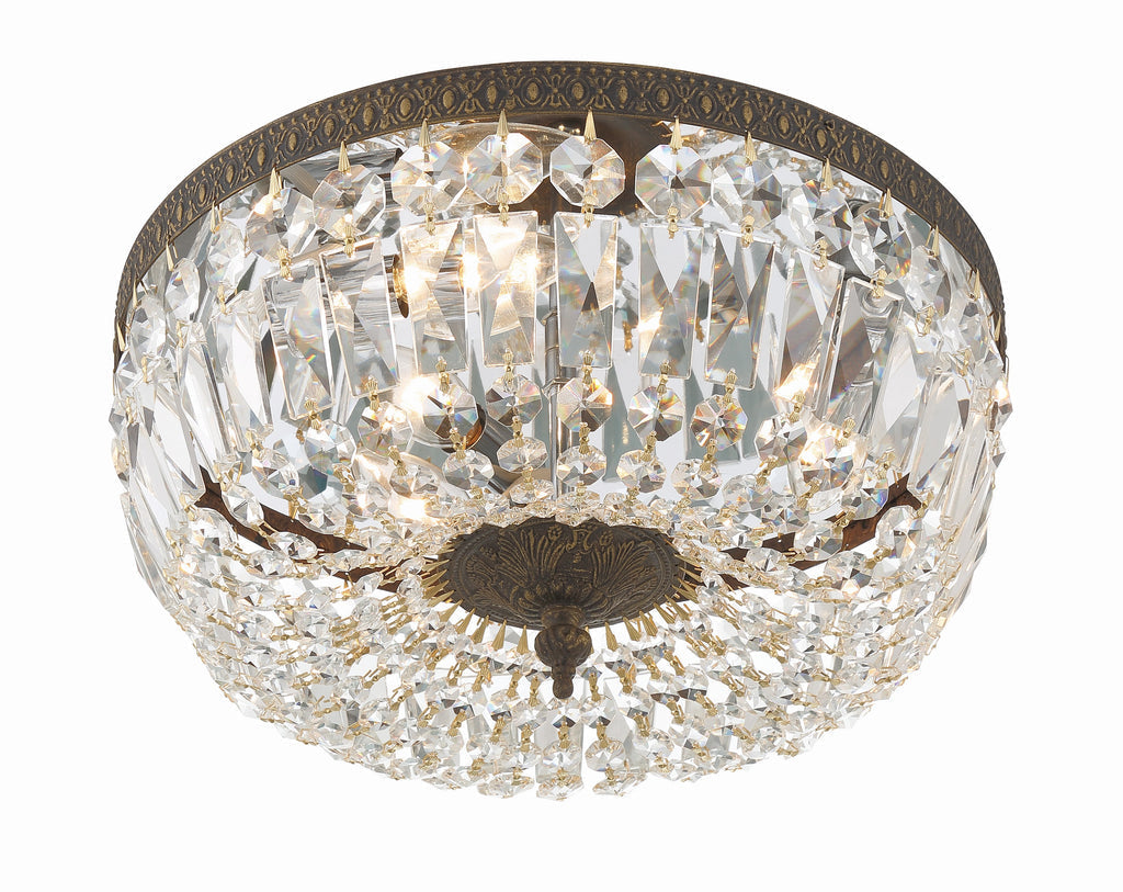 Crystorama Crystorama Crystorama 3 Light English Bronze Hand Cut Crystal Flush Mount