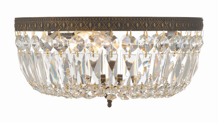 Crystorama Crystorama Crystorama 3 Light English Bronze Hand Cut Crystal Flush Mount