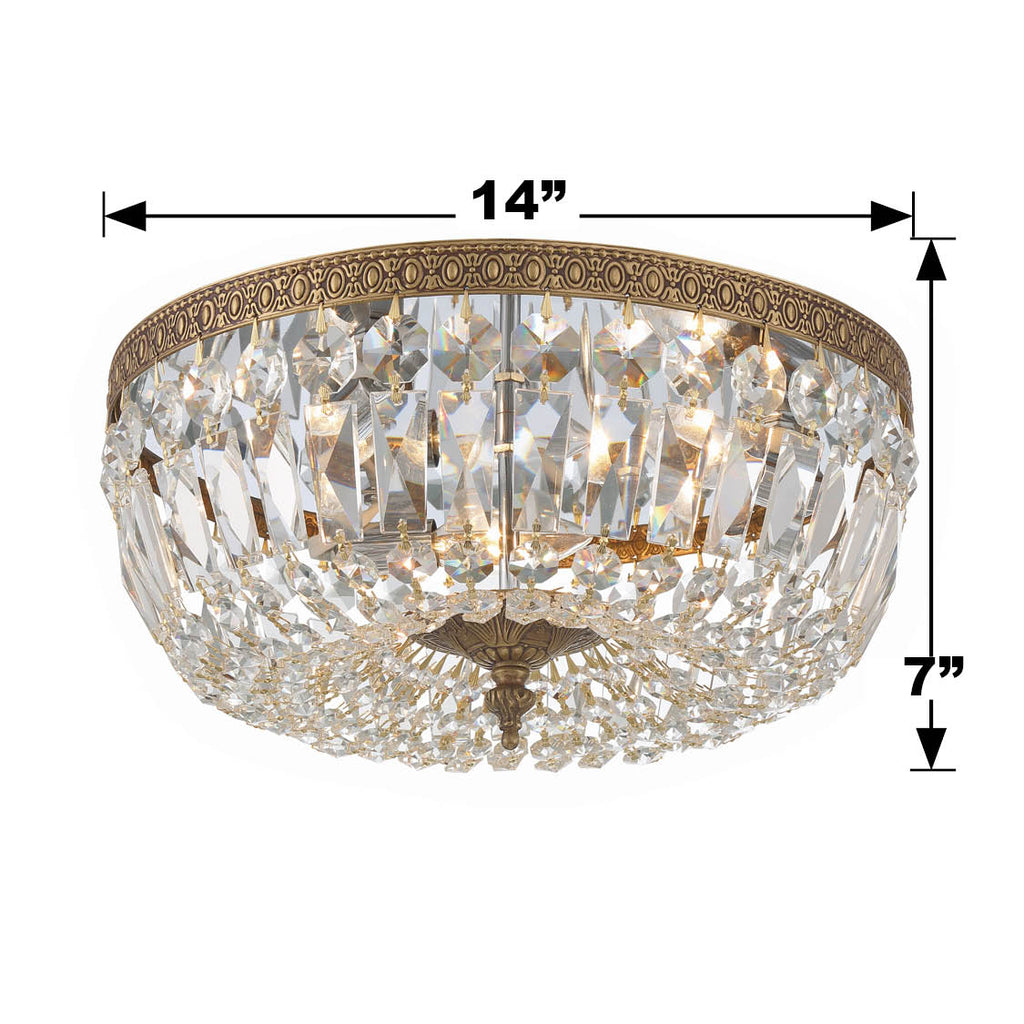 Crystorama Crystorama Crystorama 3 Light Hand Cut Crystal Olde Brass Flush Mount