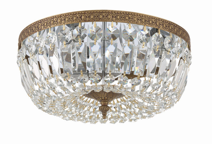 Crystorama Crystorama Crystorama 3 Light Swarovski Strass Crystal Olde Brass Flush Mount