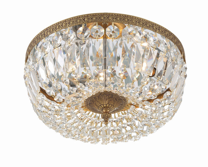 Crystorama Crystorama Crystorama 3 Light Swarovski Strass Crystal Olde Brass Flush Mount