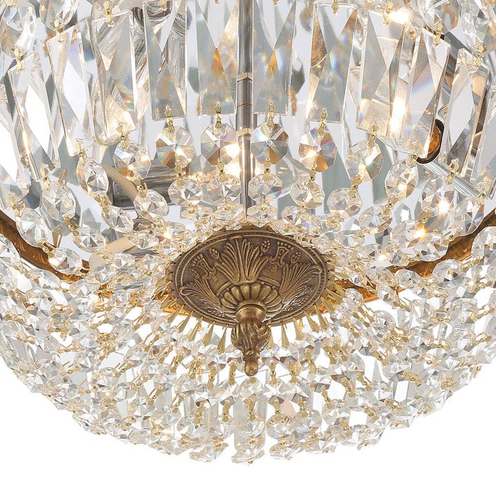 Crystorama Crystorama Crystorama 3 Light Swarovski Strass Crystal Olde Brass Flush Mount