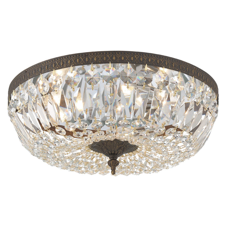 Crystorama Crystorama Crystorama 3 Light Clear Hand Cut English Bronze Flush Mount