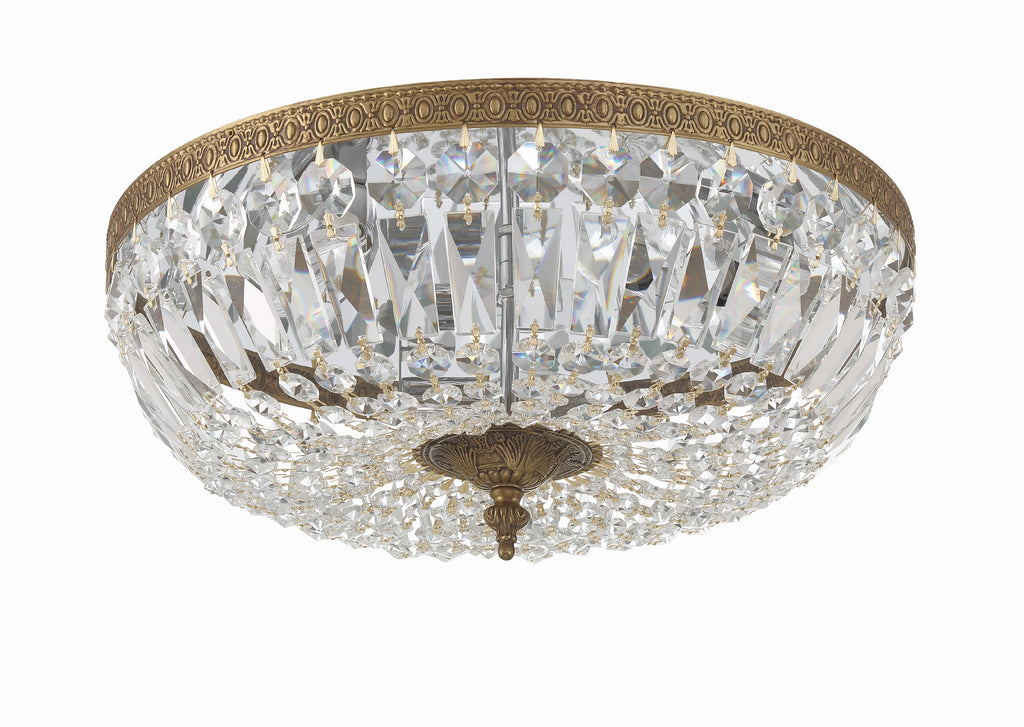 Crystorama Crystorama Crystorama 3 Light Swarovski Strass Crystal Olde Brass Flush Mount