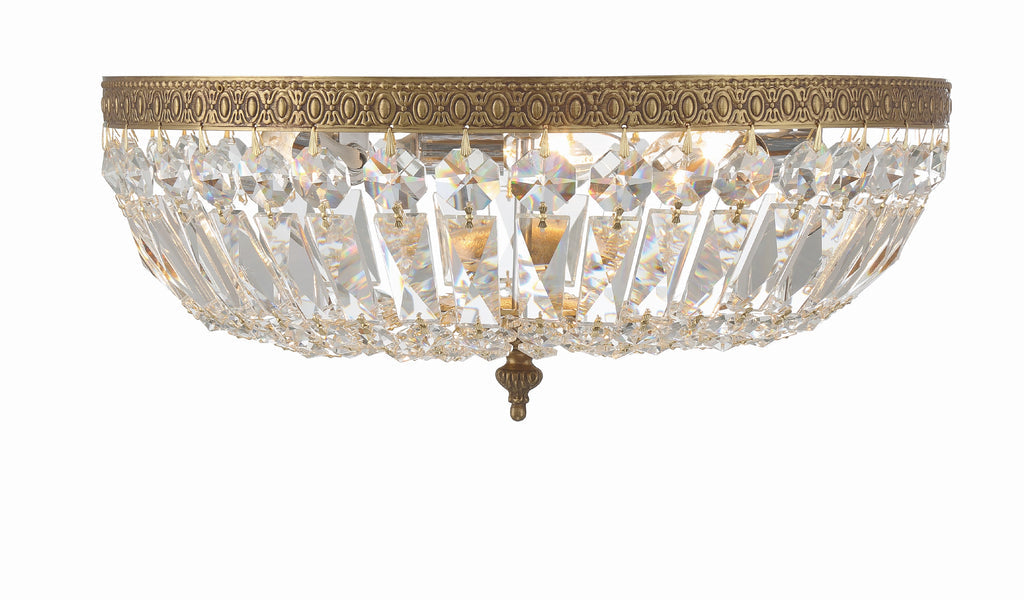 Crystorama Crystorama Crystorama 3 Light Swarovski Strass Crystal Olde Brass Flush Mount