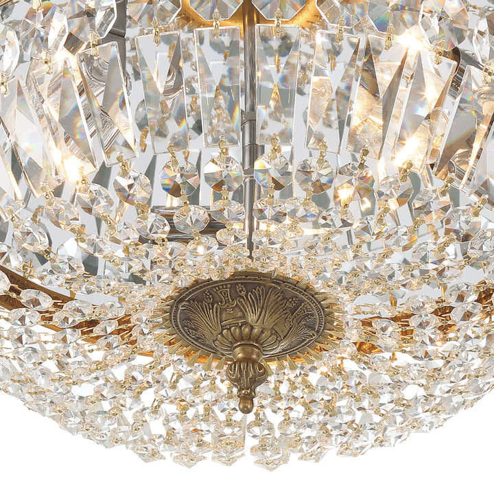 Crystorama Crystorama Crystorama 3 Light Swarovski Strass Crystal Olde Brass Flush Mount