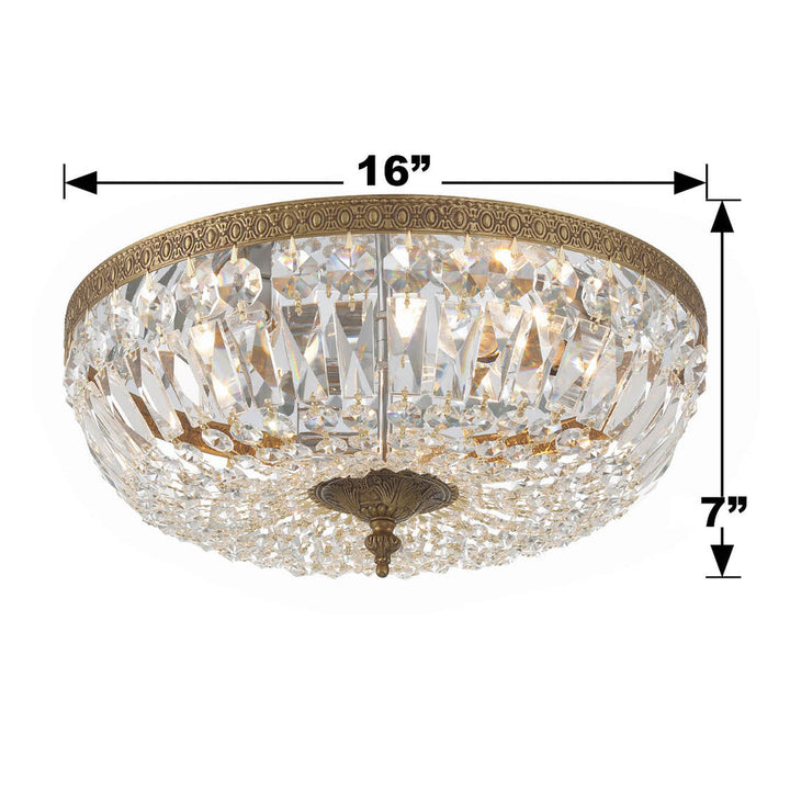 Crystorama Crystorama Crystorama 3 Light Spectra Crystal Olde Brass Flush Mount