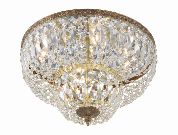 Crystorama Crystorama Crystorama 4 Light Swarovski Strass Crystal Olde Brass Flush Mount