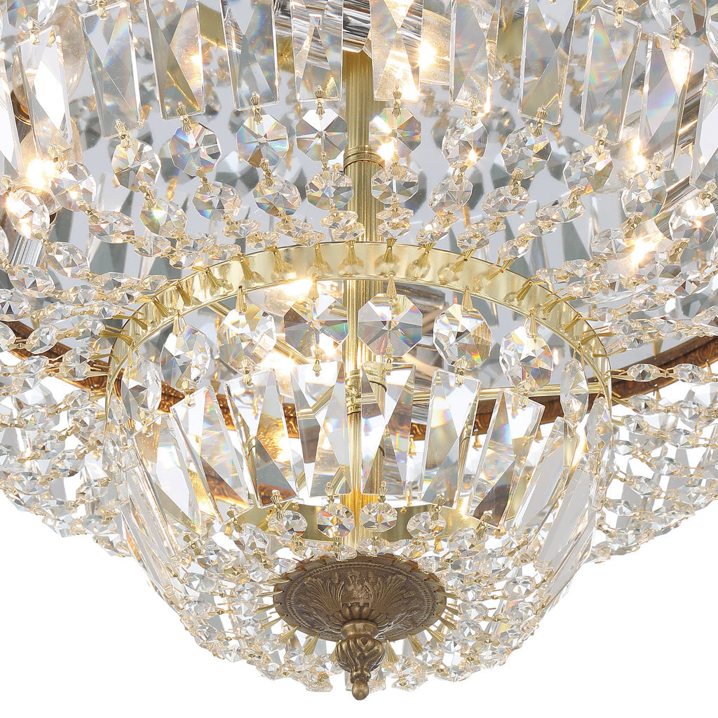 Crystorama Crystorama Crystorama 4 Light Swarovski Strass Crystal Olde Brass Flush Mount