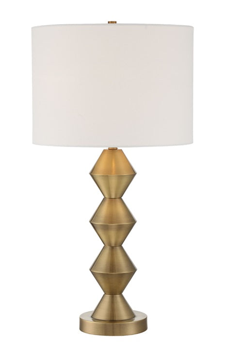1 Light Plated Metal Base Table Lamp in Antique Brass