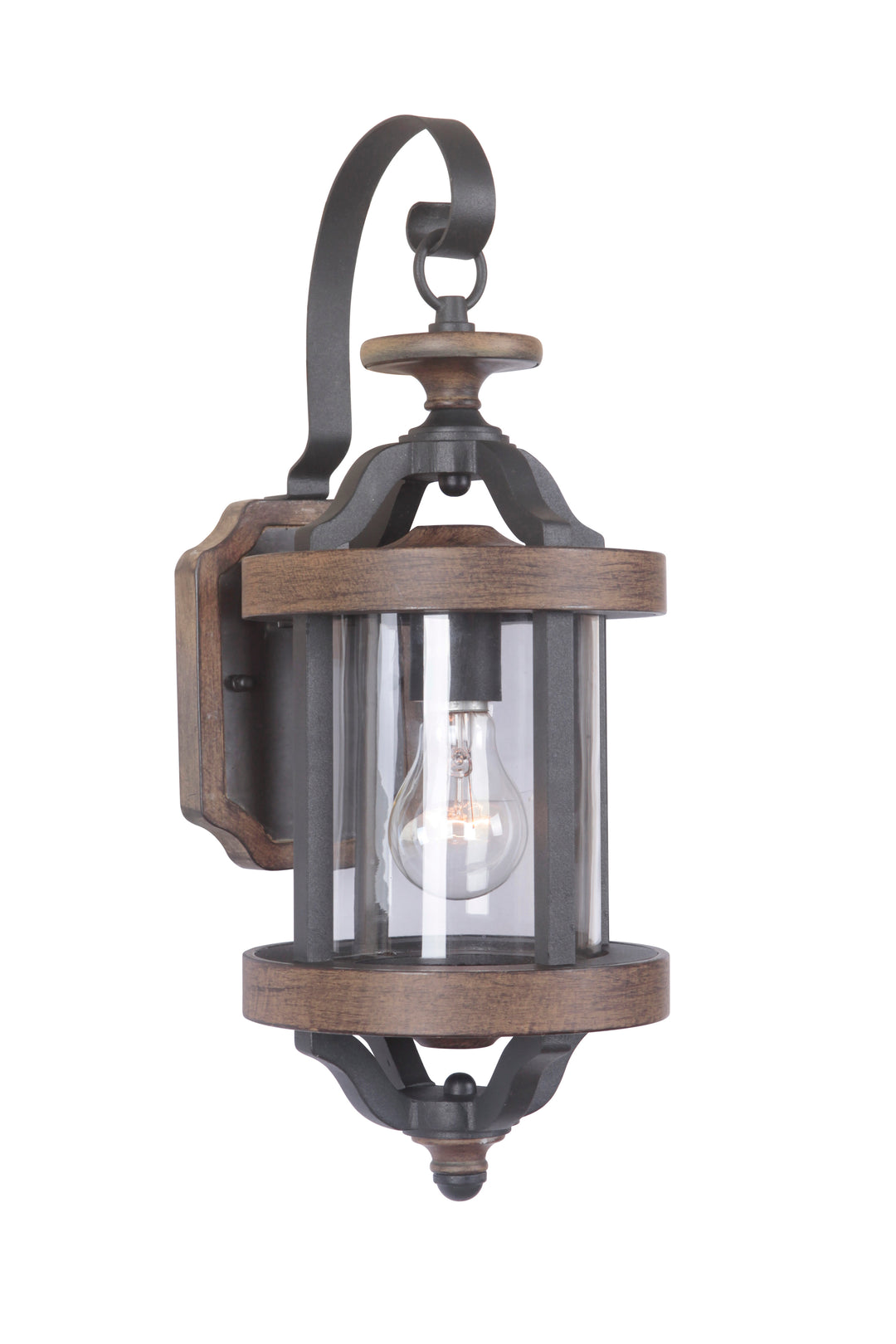 CRAFTMADE Ashwood 1 Light Small Outdoor Wall Lantern in Textured Black/Whiskey Barrel