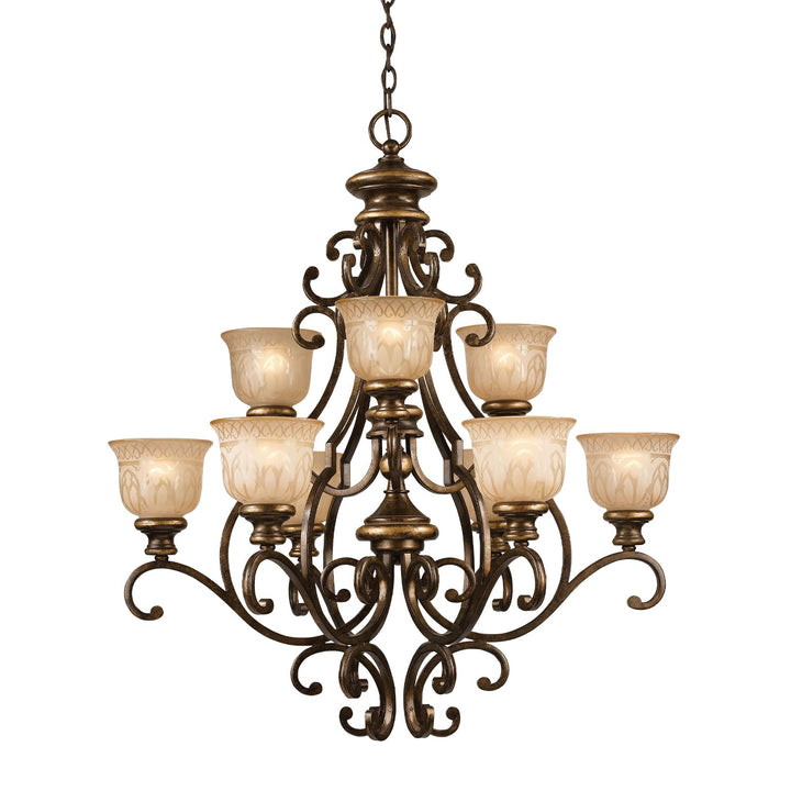 Norwalk 9 Light Bronze Umber Chandelier Crystorama