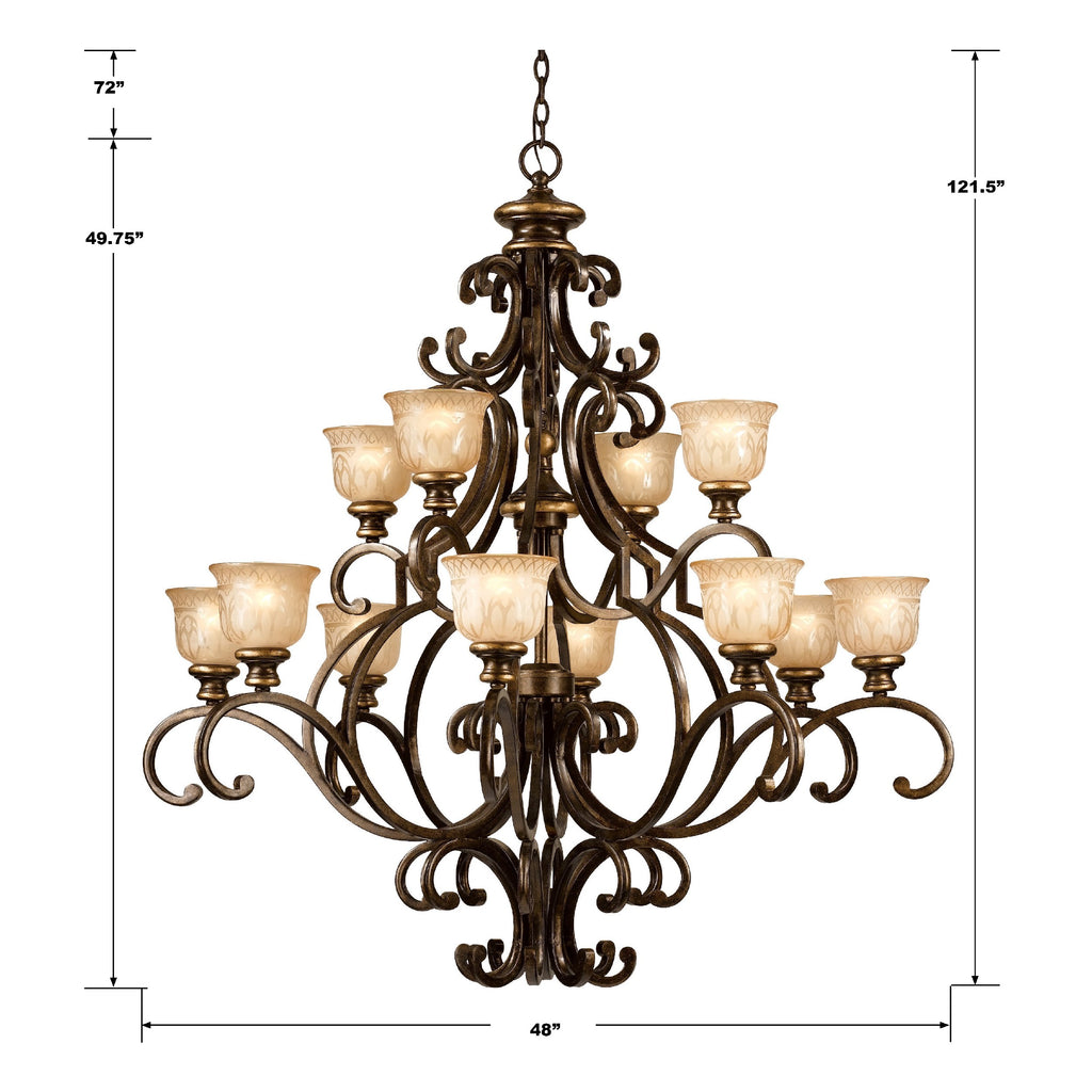 Norwalk 12 Light Bronze Umber Chandelier Crystorama