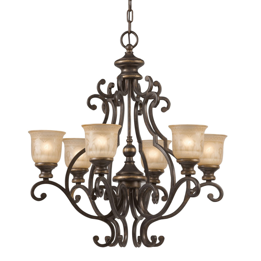 Norwalk 6 Light Bronze Umber Chandelier Crystorama