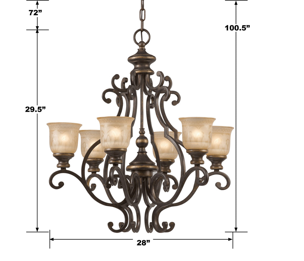 Norwalk 6 Light Bronze Umber Chandelier Crystorama