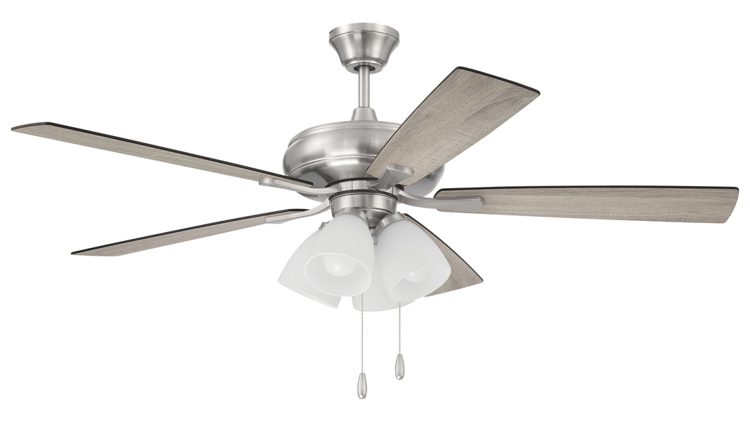 CRAFTMADE 52" Eos Frost 4 Light in Brushed Polished Nickel w/ Driftwood/Walnut Blades