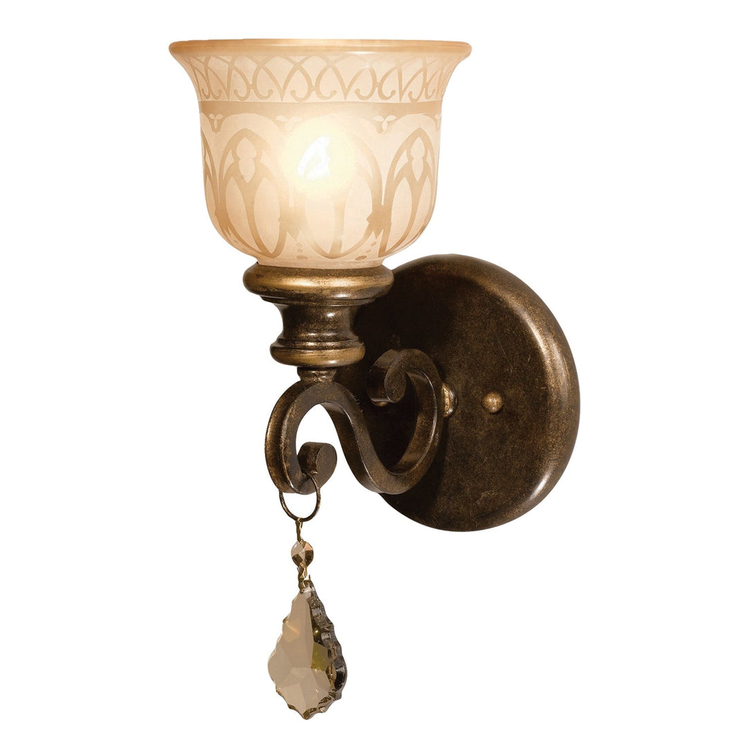 Norwalk 1 Light Golden Teak Hand Cut Crystal Bronze Umber Sconce Crystorama