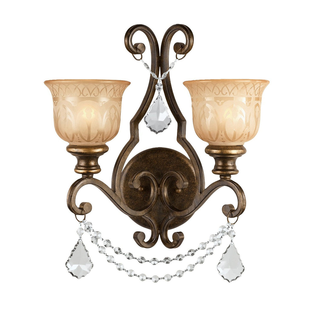 Norwalk 2 Light Clear Crystal Bronze Umber Sconce Crystorama