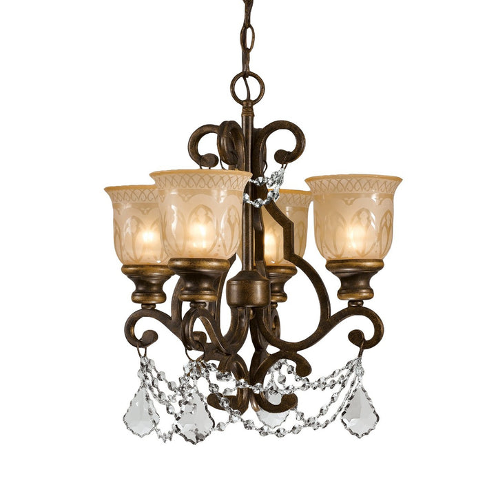 Norwalk 4 Light Clear Crystal Bronze Umber Mini Chandelier Crystorama