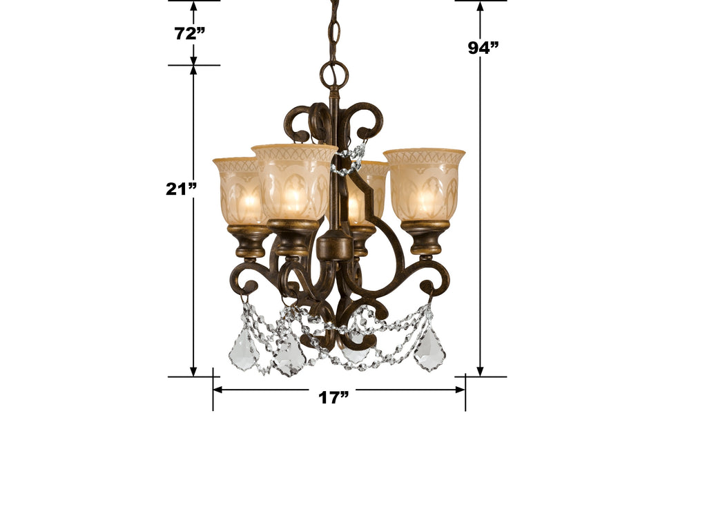 Norwalk 4 Light Clear Crystal Bronze Umber Mini Chandelier Crystorama