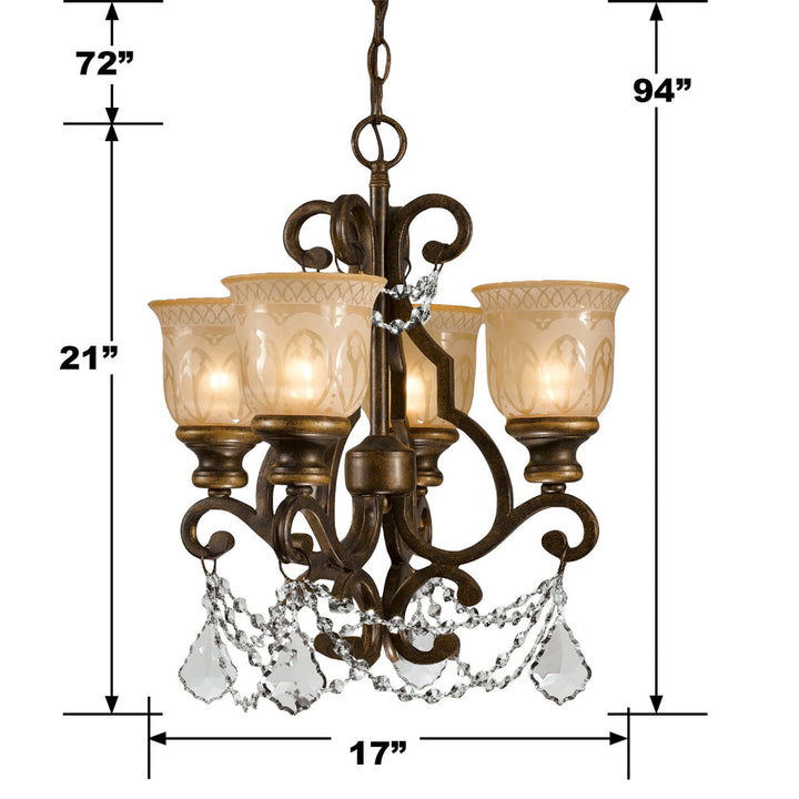 Norwalk 4 Light Spectra Crystal Bronze Umber Mini Chandelier Crystorama