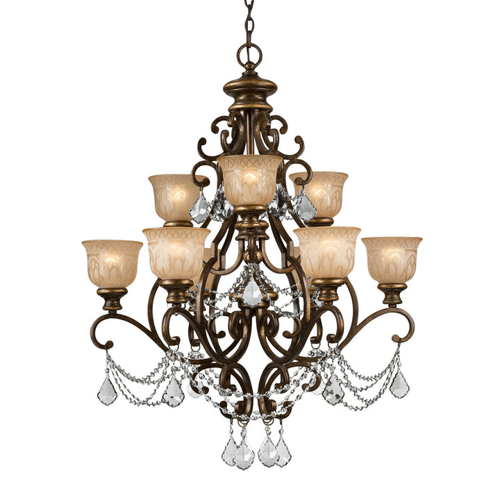 Norwalk 9 Light Clear Crystal Bronze Umber Chandelier Crystorama