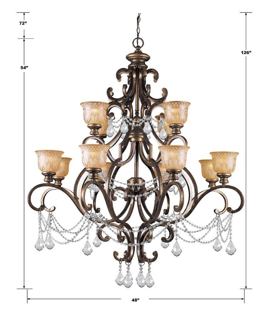 Norwalk 12 Light Hand Cut Crystal Bronze Umber Chandelier Crystorama