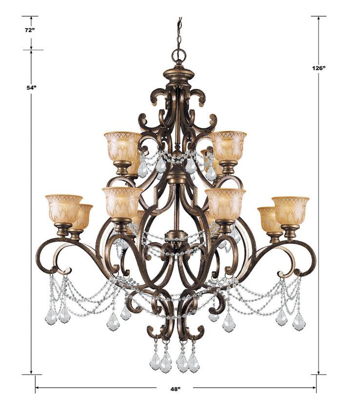 Norwalk 12 Light Hand Cut Crystal Bronze Umber Chandelier Crystorama