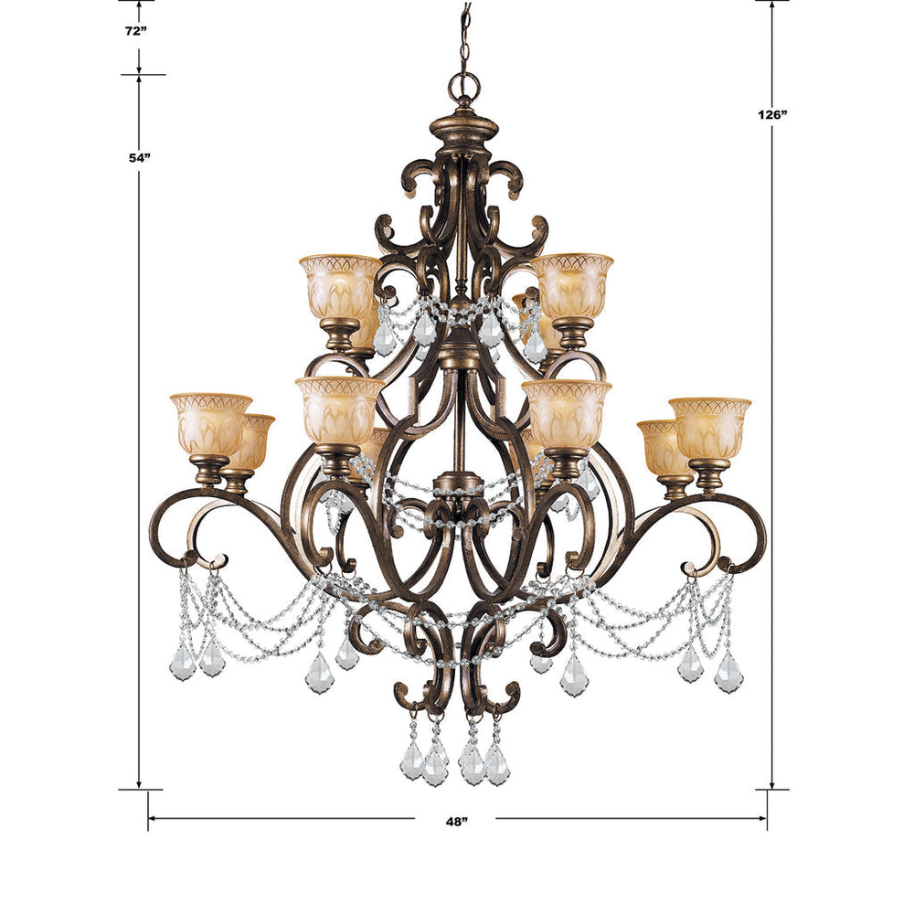 Norwalk 12 Light Spectra Crystal Bronze Umber Chandelier Crystorama