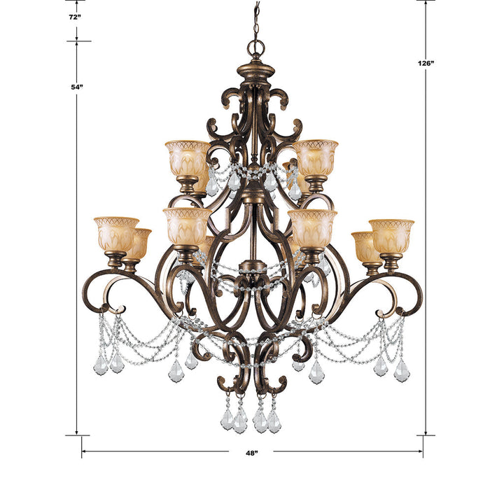 Norwalk 12 Light Swarovski Strass Crystal Bronze Umber Chandelier Crystorama