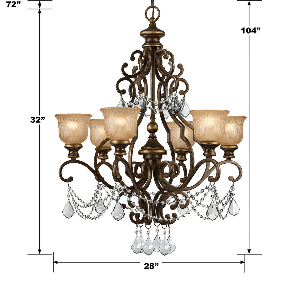 Norwalk 6 Light Spectra Crystal Bronze Umber Chandelier Crystorama