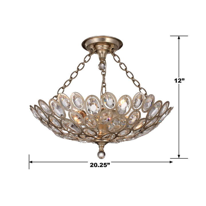 Crystorama Crystorama Sterling 3 Light Distressed Twilight Semi Flush Mount